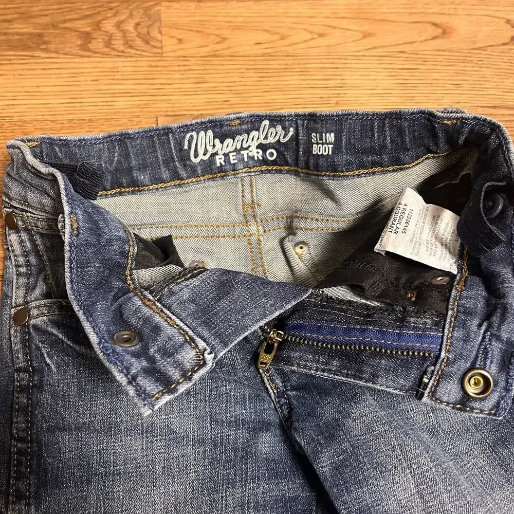 Cody James & Wrangler Toddler 4T Blue Jeans Denim Cotton Stretch Adjust Waist